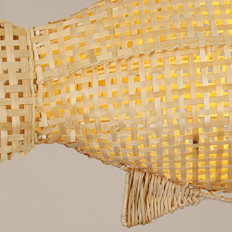 Fish Wooden Chandelier Dining Room Asian Style Restaurant Pendant Lamp