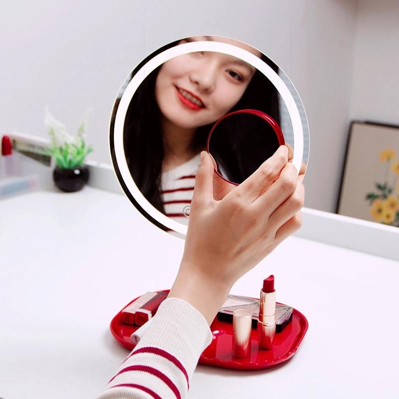 Rechargeable Makeup Mirror with 5X Magnifying Mirror LED Light up Cosmetic Mirror with Touch Screen and Night Light