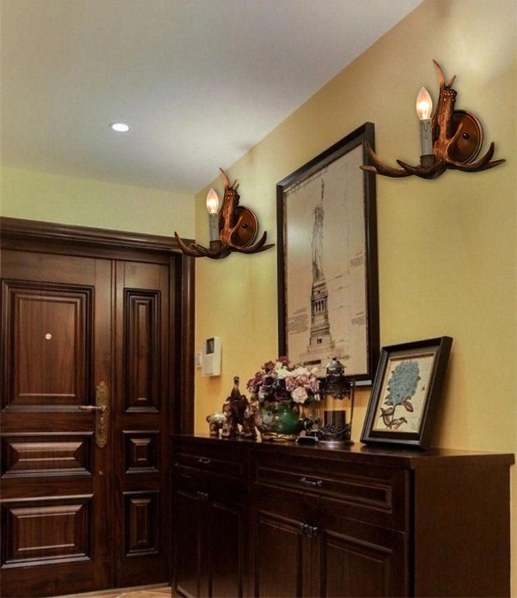 Personality Antler Art Wall Lamp Parlor Study Corridor Aisle Decorative Sconce Restaurant Cafe Bar Wall Mounted Lighting (WH-VR-71)