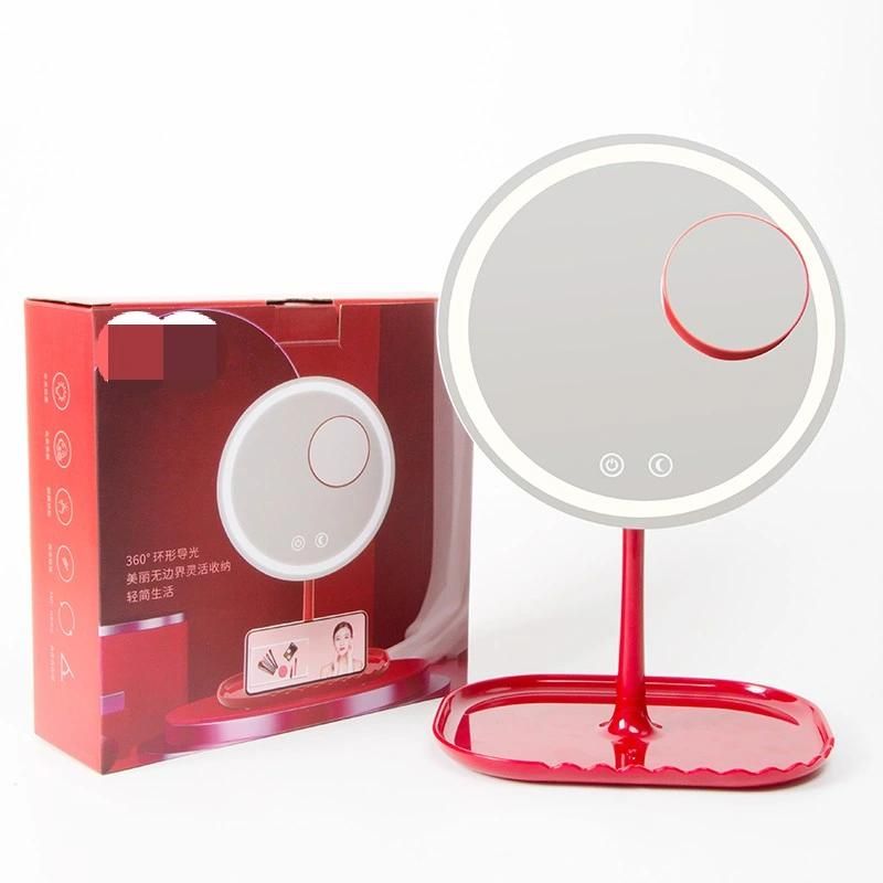 Rechargeable Makeup Mirror with 5X Magnifying Mirror LED Light up Cosmetic Mirror with Touch Screen and Night Light