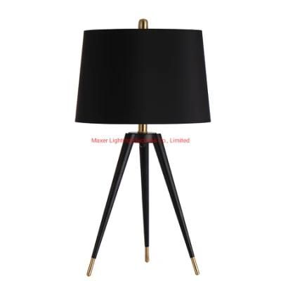 Hotel Table Lamp, Metal in Black with Fabric Shade E27/60W X 1