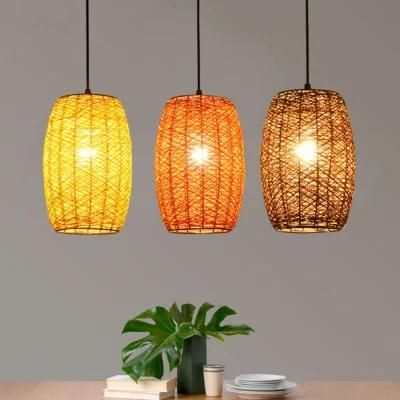Natural Weaving Hanging Light Rustic Rattan Woven Ceiling Lamp