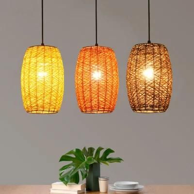 Natural Weaving Hanging Light Rustic Rattan Woven Ceiling Lamp