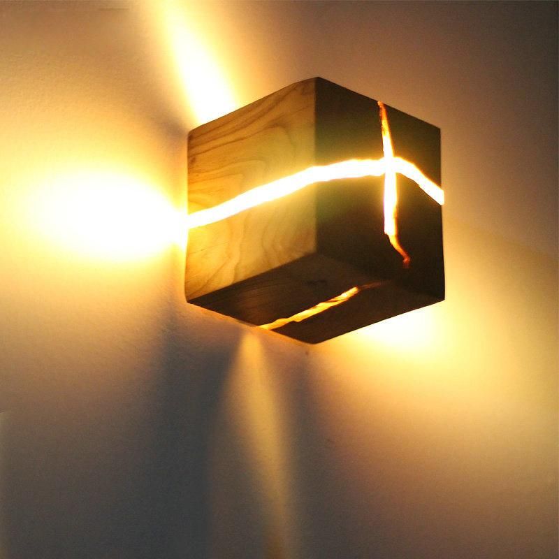 Loft Industrial Retro Indoor Home Decor Wall Light Cube Wood Wall Lamp (Wh-VR-94)