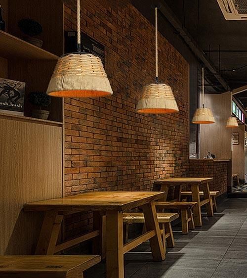 Indoor Lighting Pendant with Hemp Rope Lamp Pendant Lighting for Kitchen Island