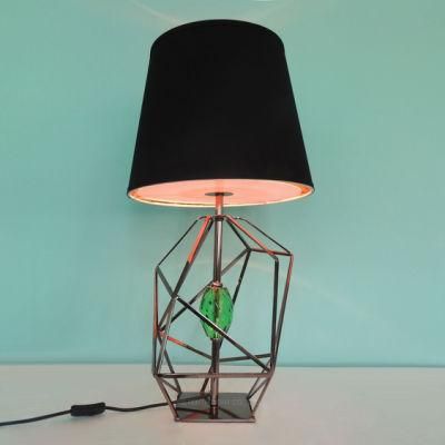Classical Modern Style Stainless Steel Cage Glass Table Lamp for Office