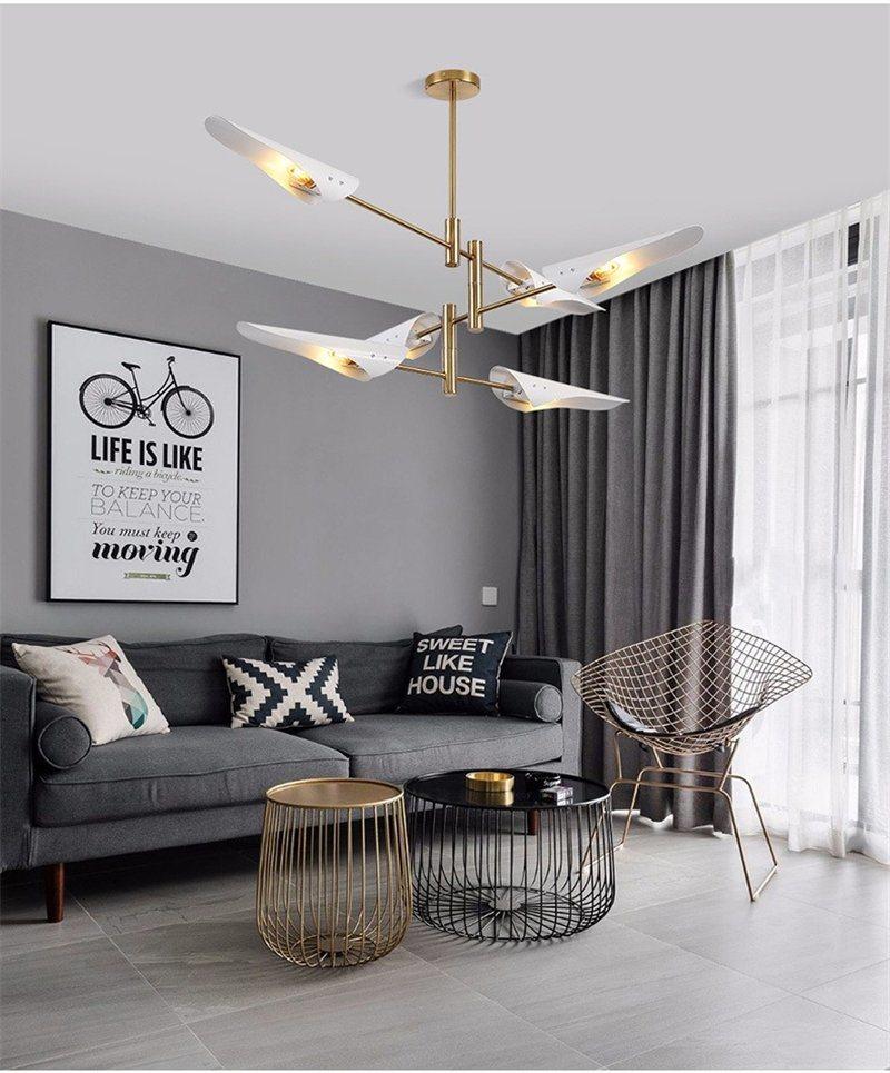 Nordic Postmodern Simple Creative Living Room Dining Room Lamps Atmosphere Metal Inclined Mouth Industrial Wind Aircraft Art Chandelier