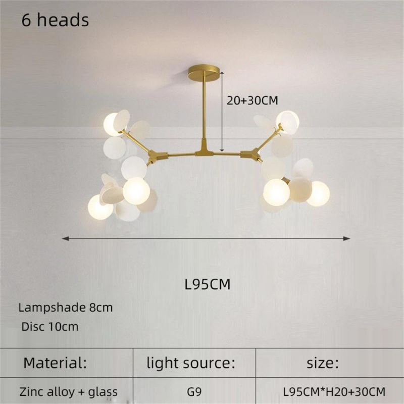 Modern LED Lamp Children′s Bedroom Color Chandelier Nordic Living Room Dining Room Glass Ball Luster Golden Molecular Chandelier