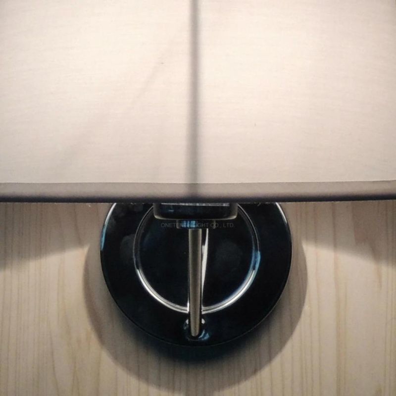 Guestroom Chrome Finish Metal and Oval Fabric Shade Wall Sconce with UL Listed