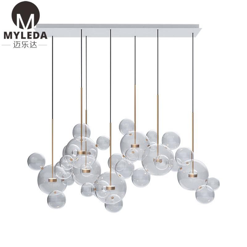 Modern Simple Hotel Decorative Clear Glass Ball LED Pendant Lamp