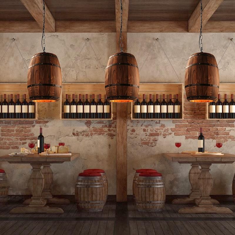 Winery Creative Restaurant Decoration Wine Barrel Light Solid Wood Barrel Chandelier (WH-VP-142)
