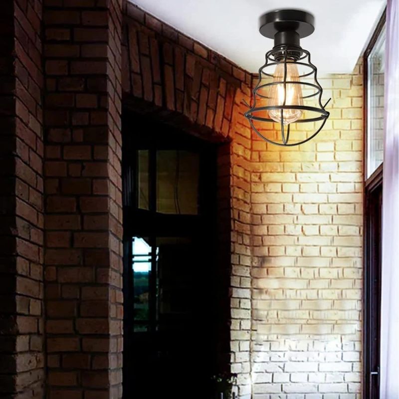 Vintage Chandelier E27 Base Rustic Antique Industrial Metal Caged Chandelier Hallway Light (WH-VP-83)