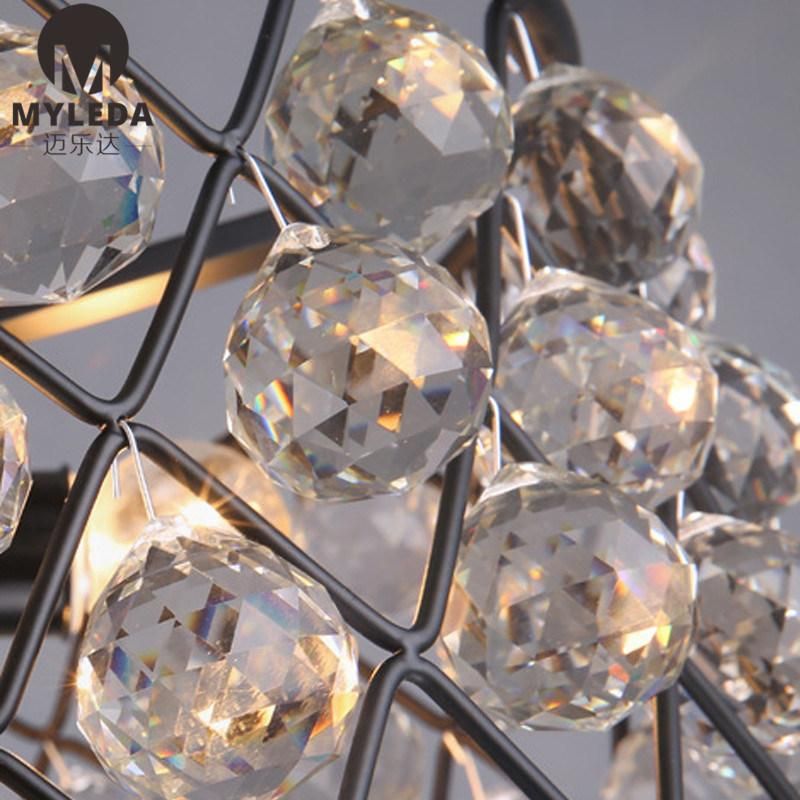 Industrial Vintage Wrought Iron Crystal Chandelier LED Pendant Lamp