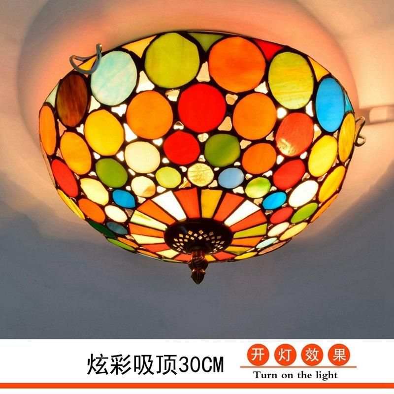 Creative Mediterranean Retro Tiffany Stained Glass Aisle Corridor Balcony Lobby Bedroom Bar Ceiling Lamp (WH-TA-34)