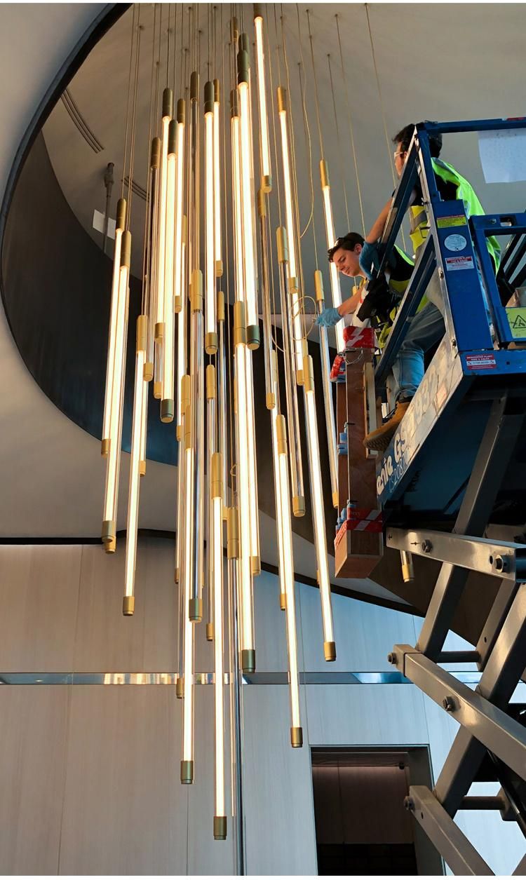 Hot Sale Large Custom Light Emitting Tube Long Stair Pendant Light