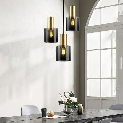 Rose Gold /Brass Metal and Smoek Glass Hanging Pendant Light Lighting for Kitchen/ Dining Room