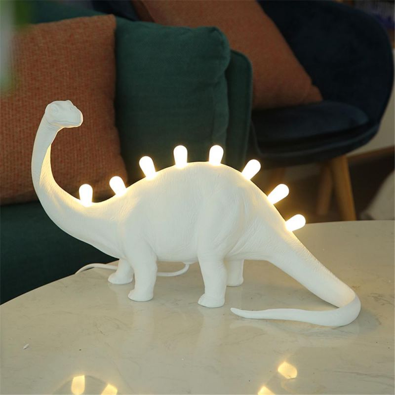 Jurassic Dinosaur Table Lamps for Bedroom Resin Brontosaurus T-Rex LED Desk Lamp Luminaire Home Art Decor Light Fixtures