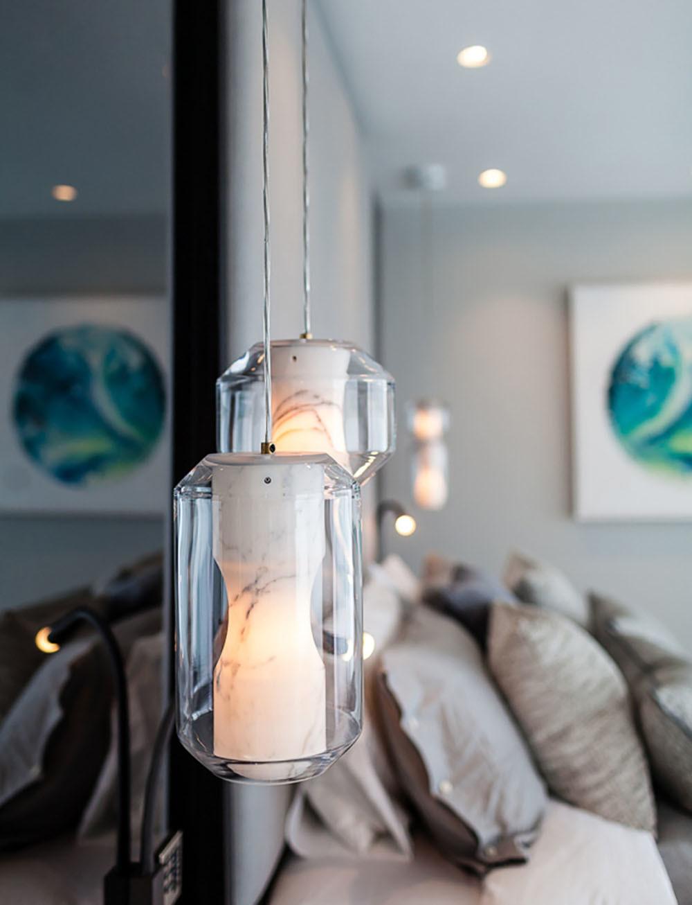 Nordic Modern Marble Pendant Lights Hall Restaurant Hotel Glass Pendant Lamp (WH-AP-204)