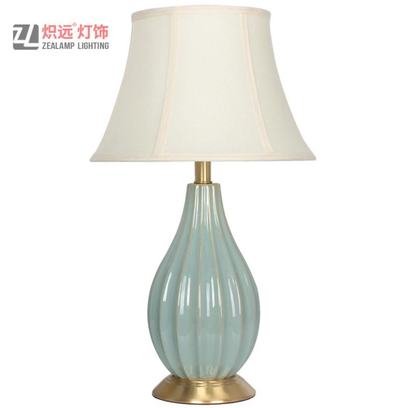 Traditional Large Chinese Bedroom Ceramic Table Lamp Green (TL8019)