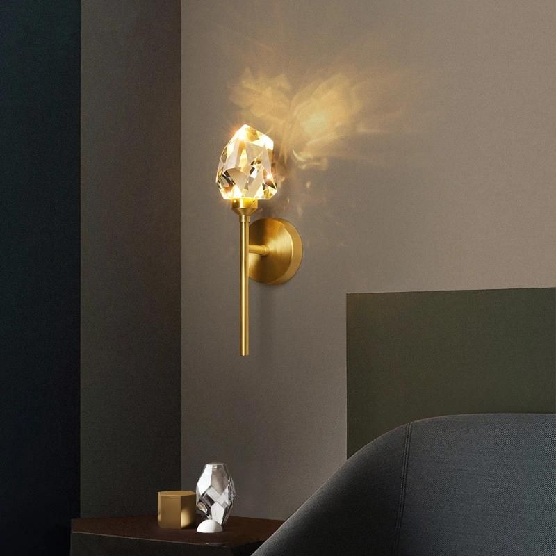 LED Crystal Wall Light All Copper Nordic for Bedroom Living Room Gold Wall Sconce (WH-OR-100)