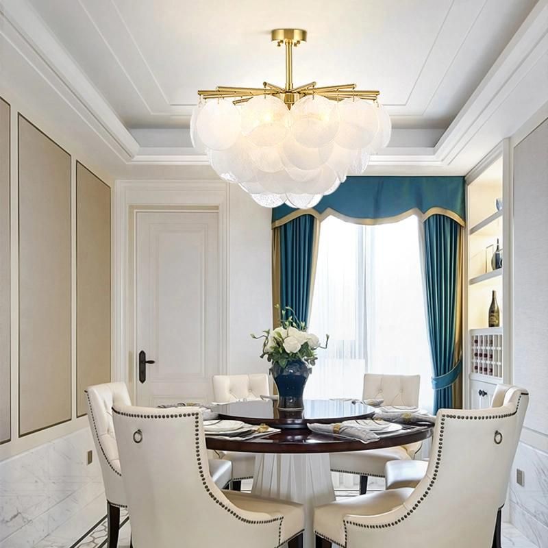 Flower Shape Design Crystal White Chandelier Pendant Lamp Living Room Lamp