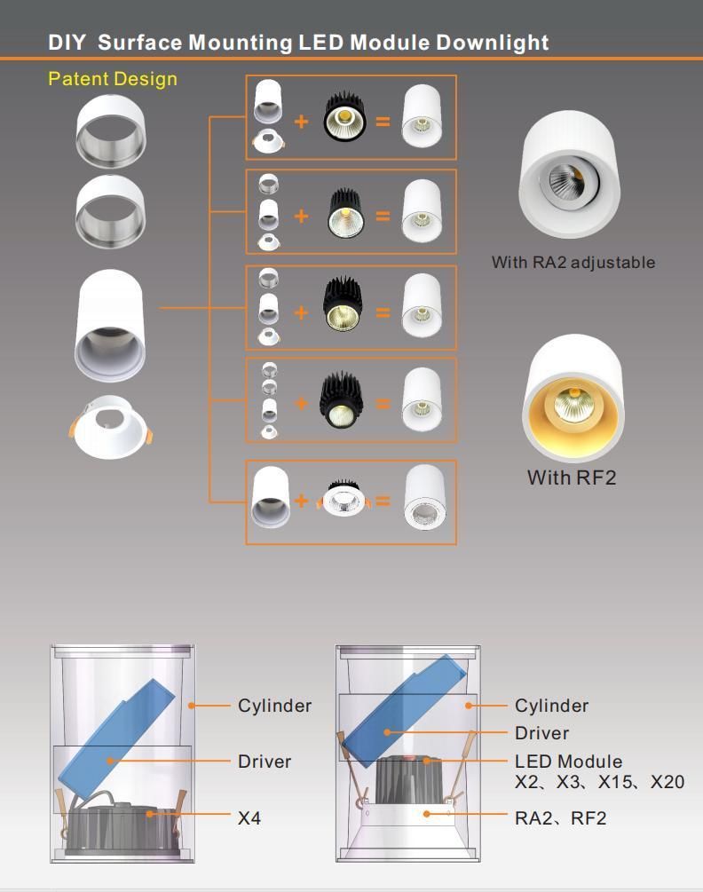 Shenzhen Factory Aluminum 20W COB Down Light IP65 LED Downlight Surface Mounted Downlight