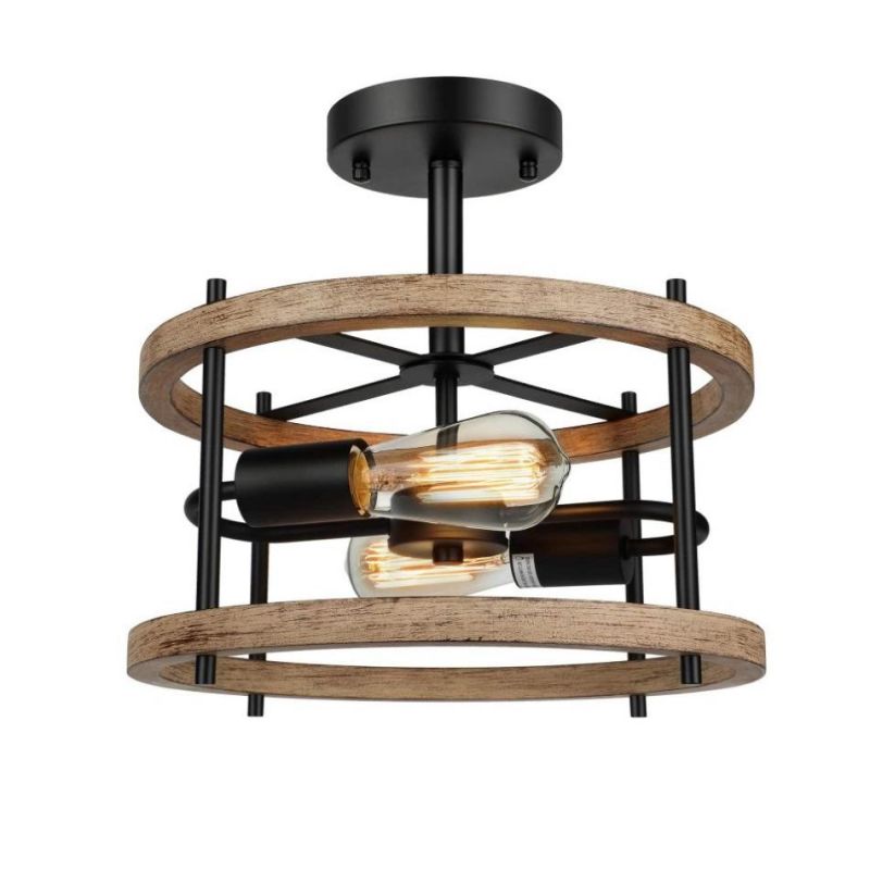 Vintage Chandelier Parlor Kitchen Home Decoration Wood Metal Lighting MID Century Ceiling Lamp (WH-LA-38)