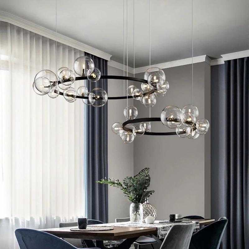 Hanging Lights Clear Glass Round Ball Globe Pendant Light