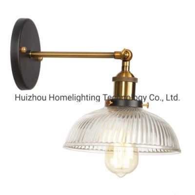 Jlw-G103 Industrial Adjustable Wall Sconce Lamp with Ribbed Glass Shade