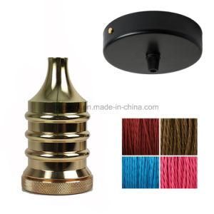 E27 Pendant Lamp Vintage Electric Cord with Black Ceiling Rose for Living Room