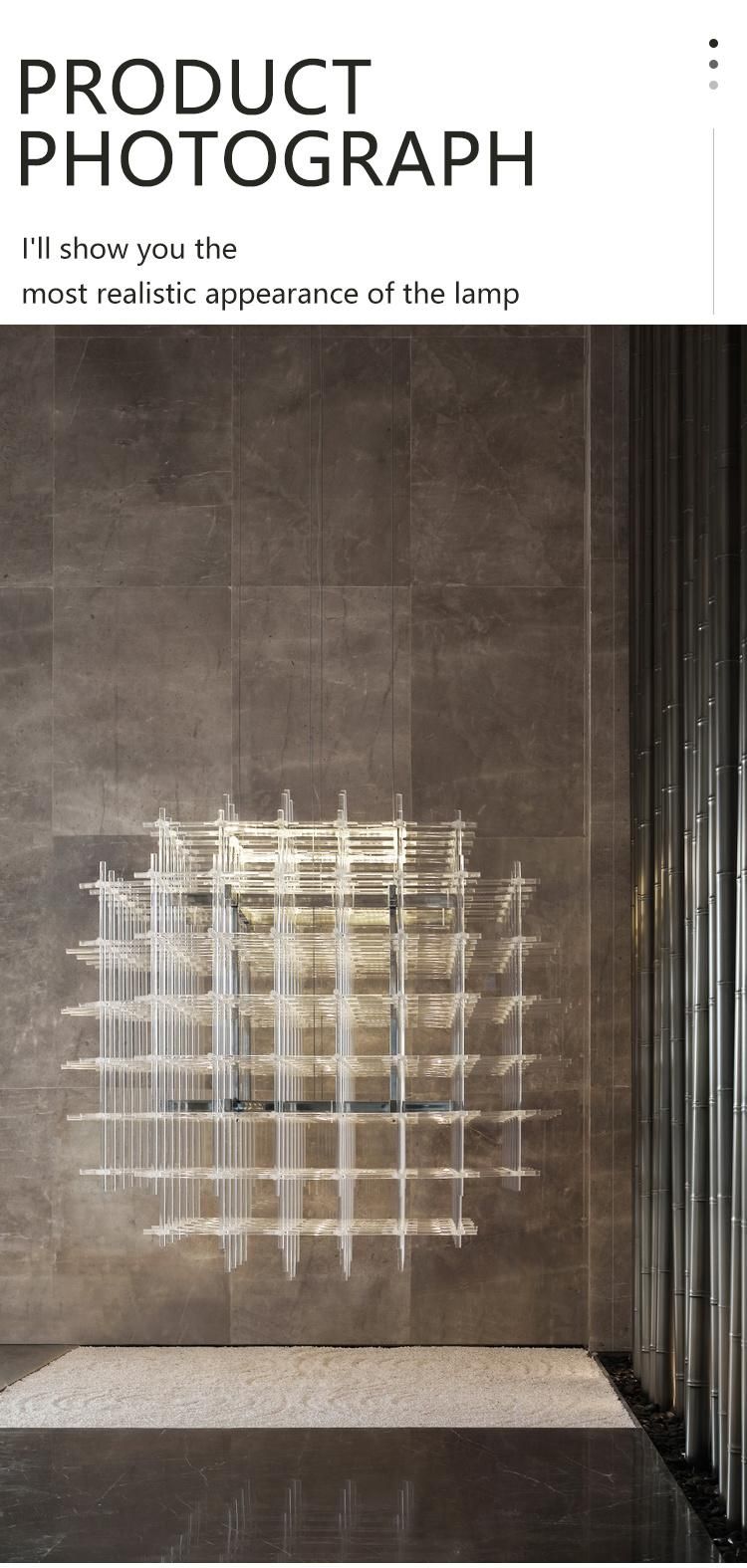 Large Custom Acrylic Hotel Lobby Luxury LED Chandelier