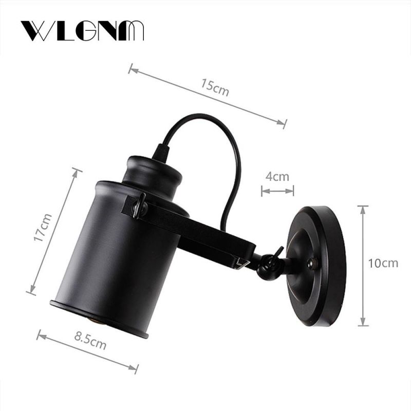 Vintage Wall Lamp Industrial Light Wall Sconc, Plug with Push Button Switch Interior Lamp (WH-VR-91)