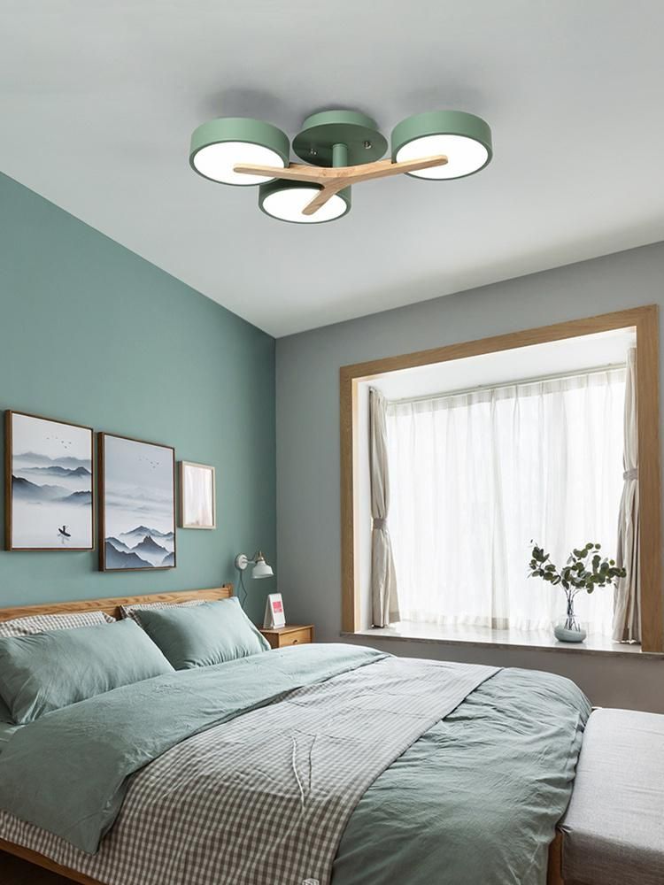 Modern LED Ceiling Lamps for Living Room Bedroom Kitchen Home Surface Mount Nordic Style Wooden Chandelier (WH-WA-22)