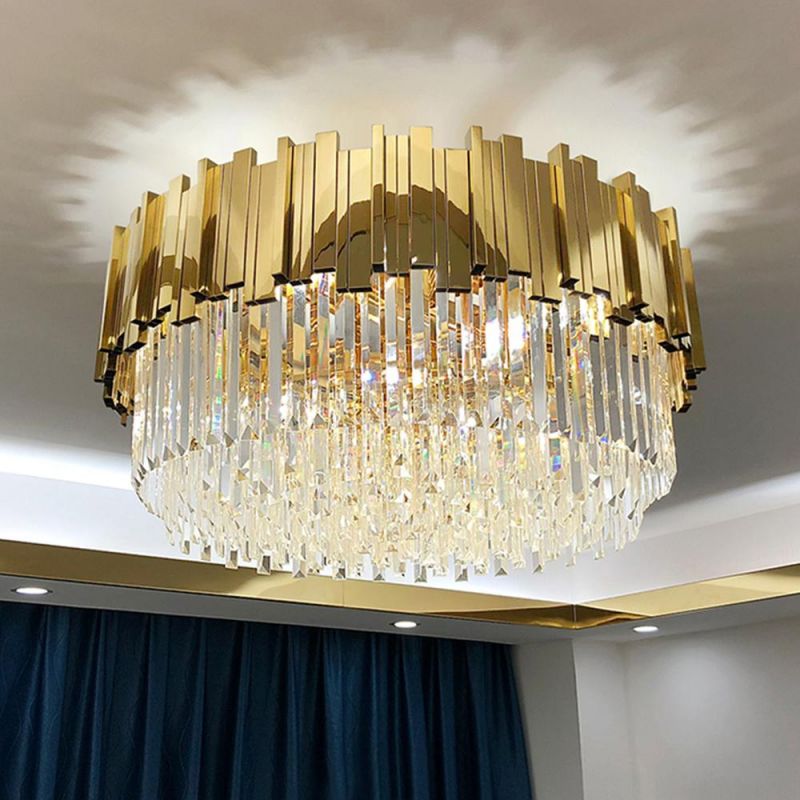 Modern LED Crystal Chandelier Luxury Gold Stainless Steel Lustres ceiling Lighting (WH-CA-53)