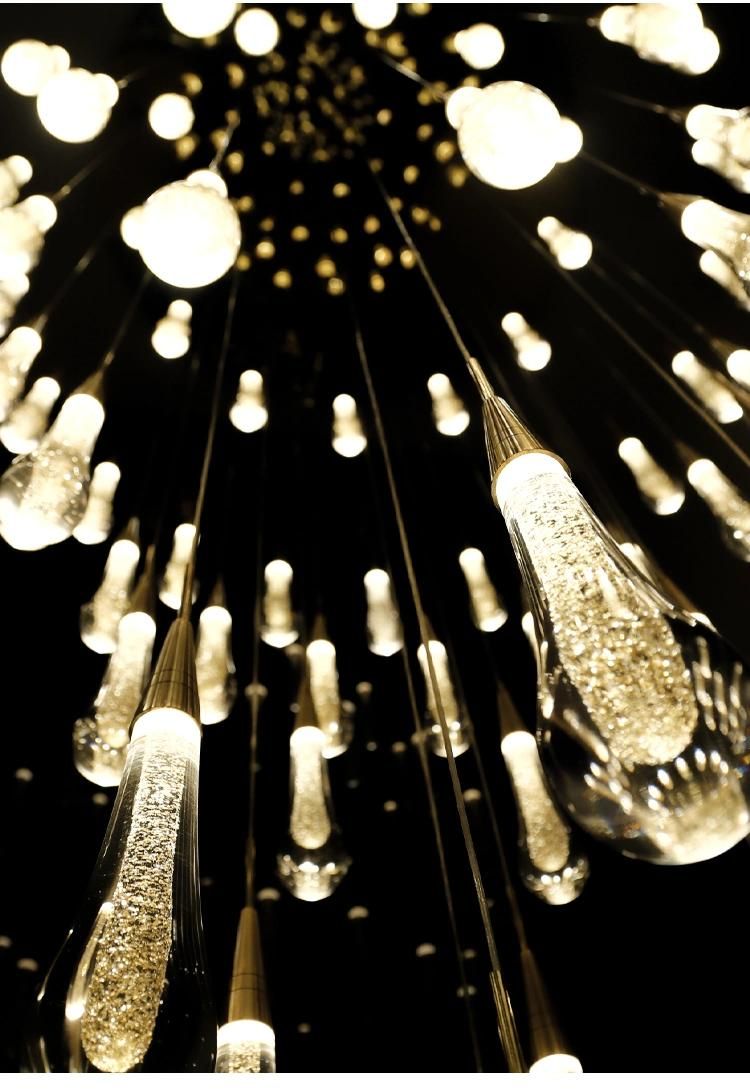 Engineering Customization Raindrop Show Room Hotel Lobby Staircase Modern Luxury LED Chandelier Light