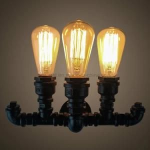 Black Vintage 3 Lights Retro Water Pipe Wall Mounted Bedside Lights for Living Room