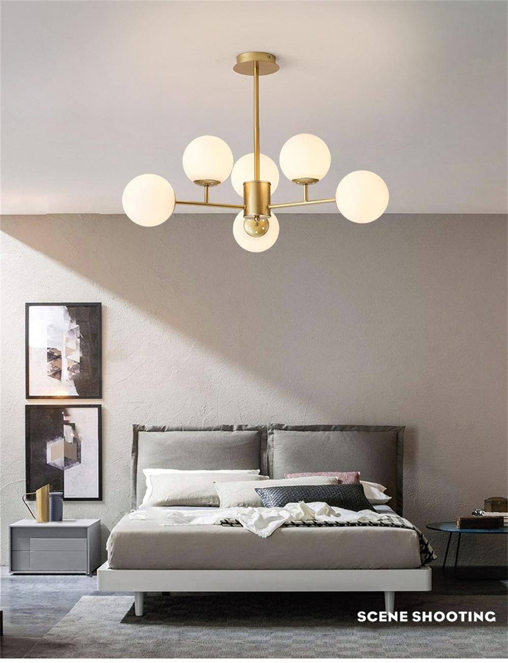 Nordic LED Chandelier for Living Room Dining Kitchen Gold Modern Ball Ceiling Hanging Lamp in The Hall Loft Home Light Fixture