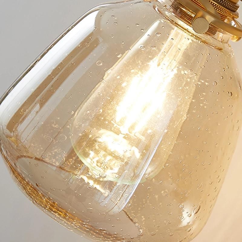 Retro Bedroom Bedside Wall Lamp Modern Corridor Wall Lamp Brass Bubble Glass Wall Light
