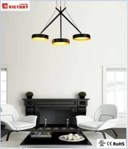 Modern Pendant Light Chandelier in Black Aluminum Shade for Dining Room