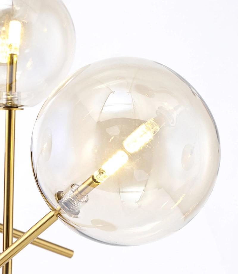 Modern Floor Lamp G4 Amber Glass Floor Lamps Standing Light Glass Shade Metal Base Standing Lamp (WH-MFL-71)