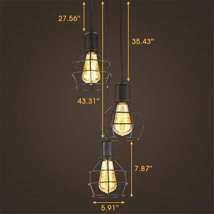 Jlc-6305 Industrial Vintage Retro Loft Cage Multi Light Pendant Lamp