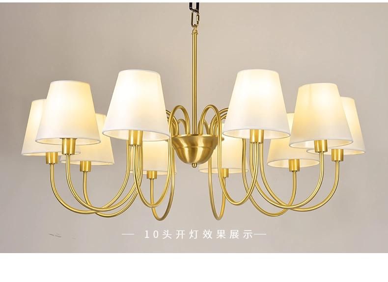 Luxury Post Modern Decorative Copper Glass Diming LED Ceiling Chandelier for Living Room Bedroom