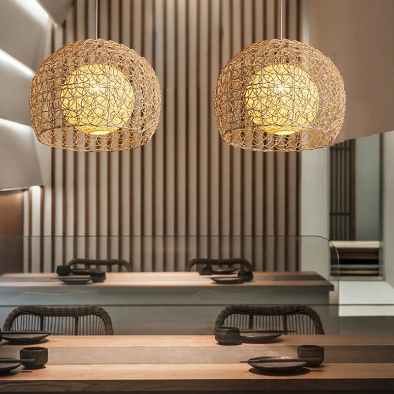 Wooden Round Lantern Chandeliers Dining Room Restaurant Kitchen Pendant Lamp