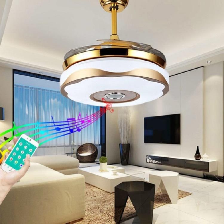 Factory Price 36/42 Inches Bluetooth Control Variable Light Music Ceiling Fan with Light