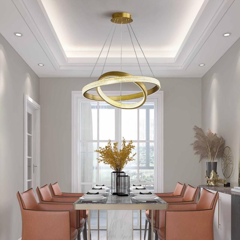Wholesale Modern Indoor Decorative LED Chandelier Stainless Steel Acrylic Pendant Lamp