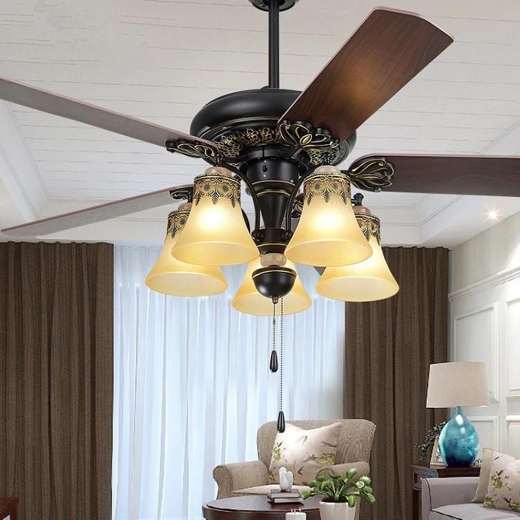 Antique Design Living Room Fan Decorative Lighting Retro Ceiling Fans with Light Electric Fan