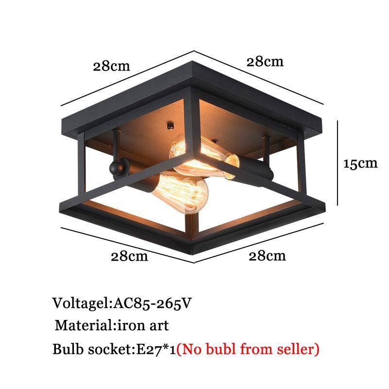 Retro Wrought Iron Square Ceiling Lamp Farmhouse Ceiling Light Bedroom Vintage Style Dining Room Lamp (WH-LA-29)
