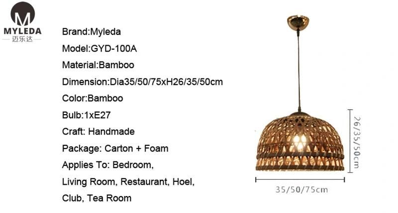 Home Decorative Bamboo Chandelier Wood Ceiling Light Hanging Pendent Lamp