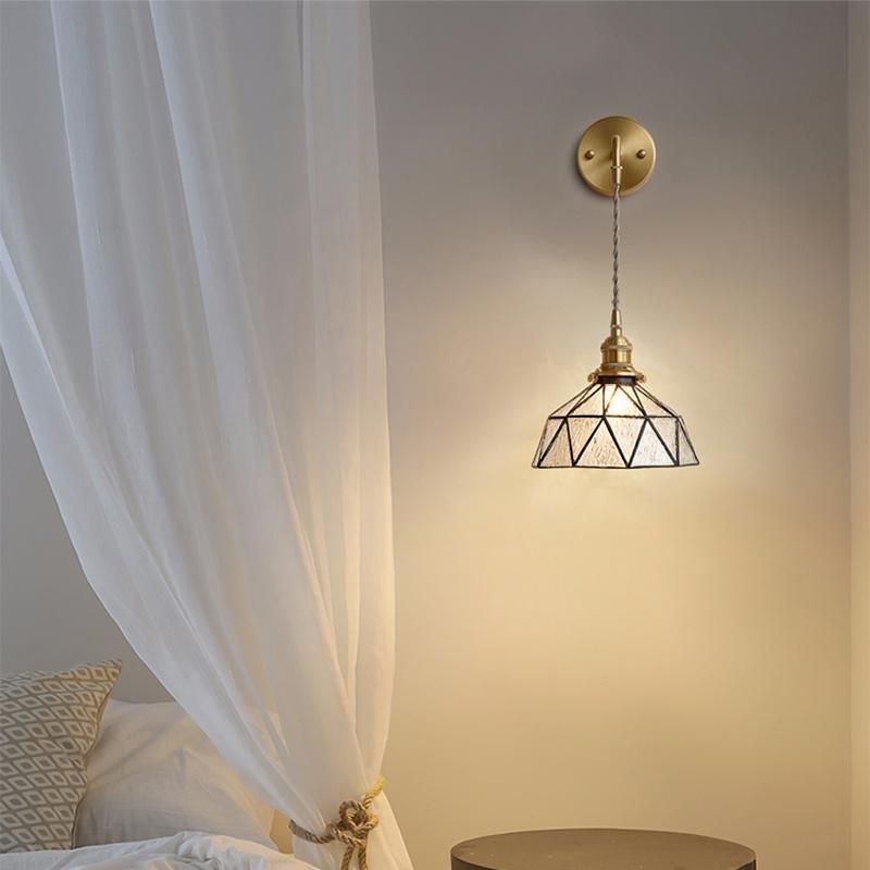 Glass Wall Lamp Bed Head Tiffany Light Corridor Retro Wall Light