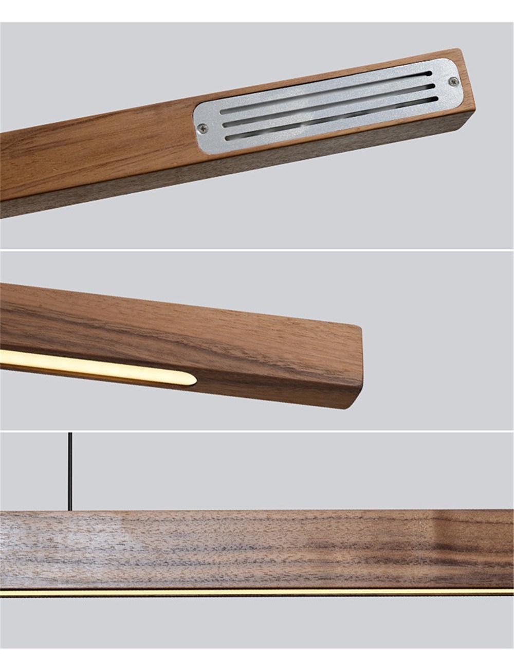 Modern Simple LED Long Strip Pendant Lights Restaurant Bar Office Hanglamp Dining Room Solid Wood LED Pendant Lamps